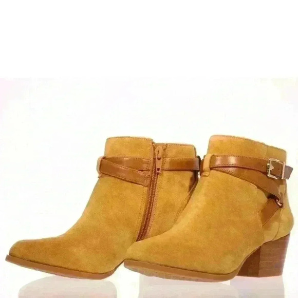 Alex Marie Laylynn Chestnut Suede Banded Strap Detail Boots Booties, $99 - Picture 5 of 7